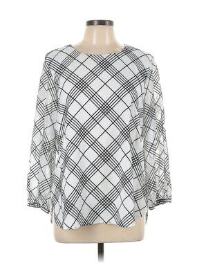 Calvin Klein Women's Black & White Striped Dress Blouse, Size L